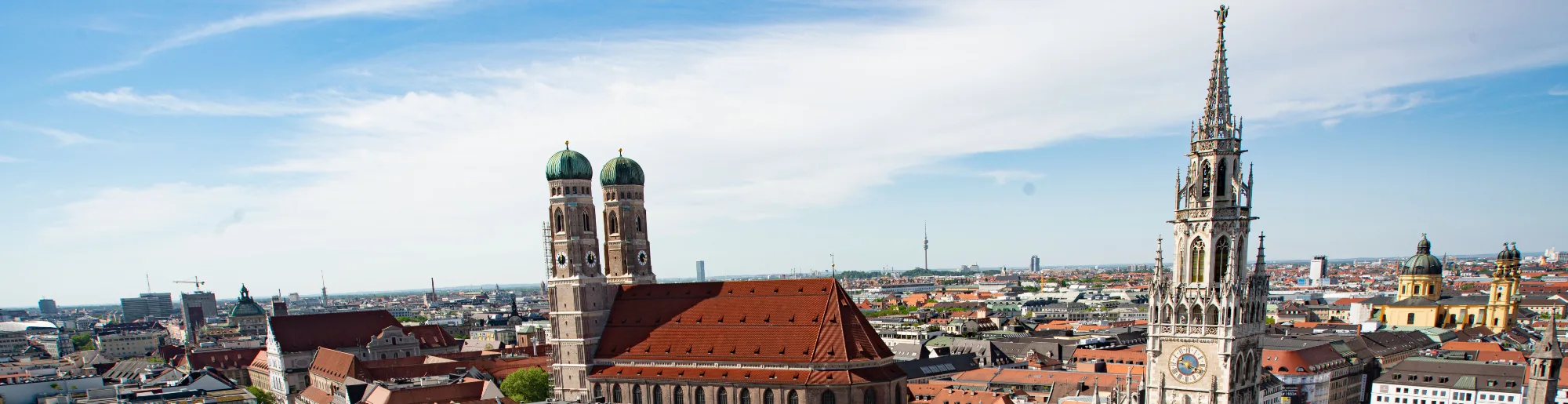 Munich skyline with the Frauenkirche and New Town Hall.
